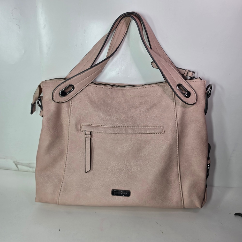 Jessica Simpson Roxanne Satchel Hobo Bag Blush Pink Leopard Print Lining Purse